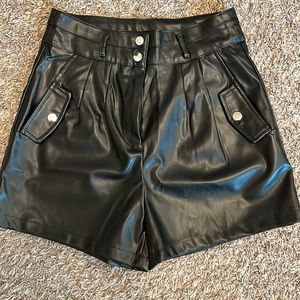 Black Faux Leather Shorts